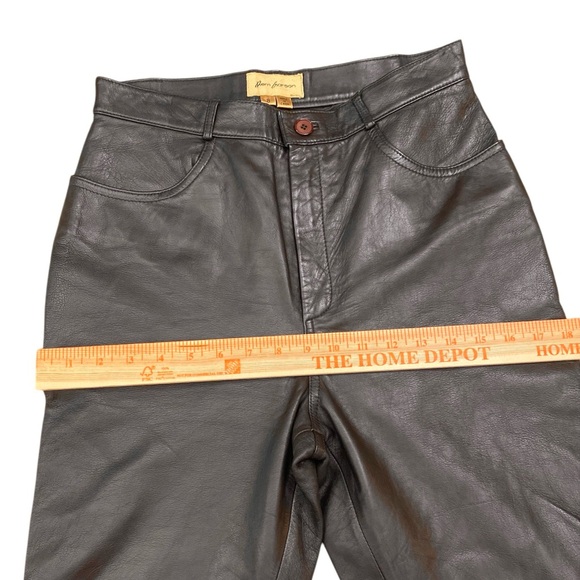 Rem Garson Dark Brown Timeless Quiet Luxury Leather Straight Leg Pants - Picture 5 of 8